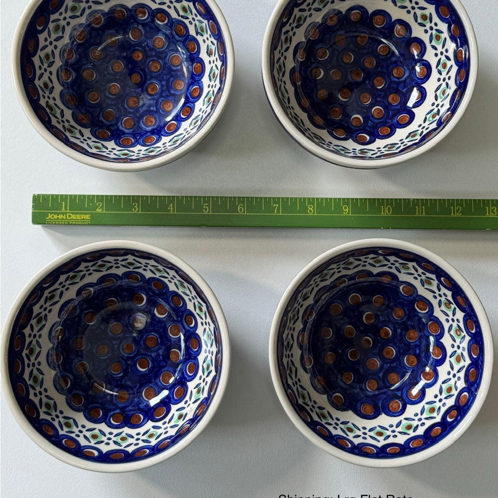 Polish Pottery Handcrafted Blue and White  Bowls